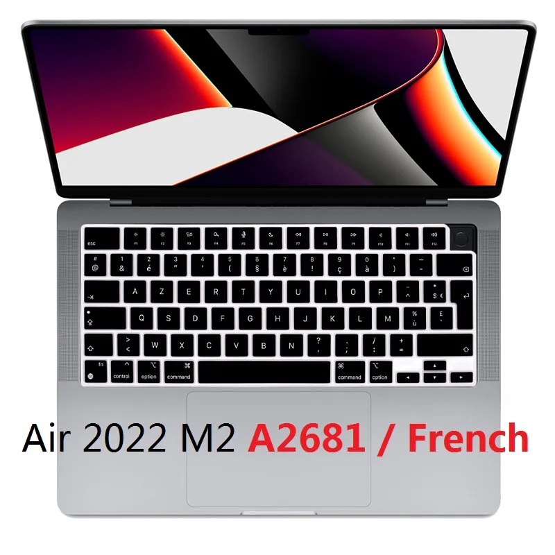 Azert French Keyboard Skin Per Macbook Air M2 2022 A2681 Eu Us French Keyboard Cover Rainbow Tpu Per Macbook Air 2022 M2 Cover