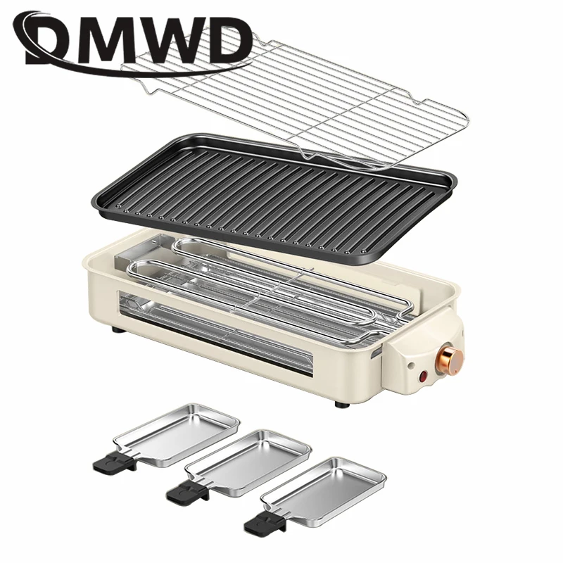 Dmwd Household Electric Raclette Grill Machine Piastra Senza Fumo Antiaderente Bbq Pan Bakeware Forno Barbecue All'Aperto Spiedini Stufa