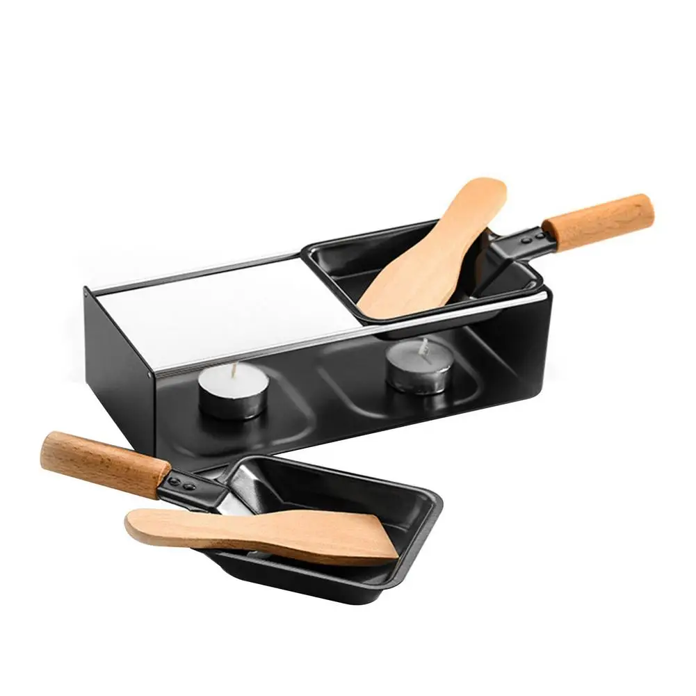 Manico In Legno Formaggio Raclette Grill Mini Tea Light Raclette Set Formaggio Antiaderente Portatile Raclette Forno Pieghevole Non