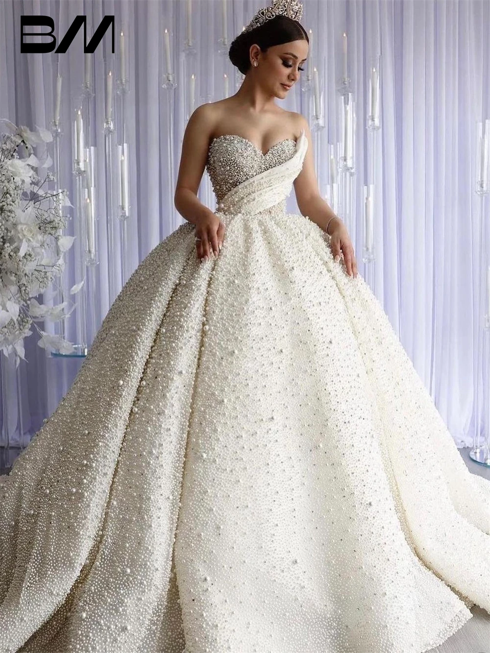 Perle Di Lusso Ballgown Abiti Da Sposa Senza Spalline Abito Da Sposa Sweetheart Vestidos De Novia Robe De Mariée Abito Da Sposa
