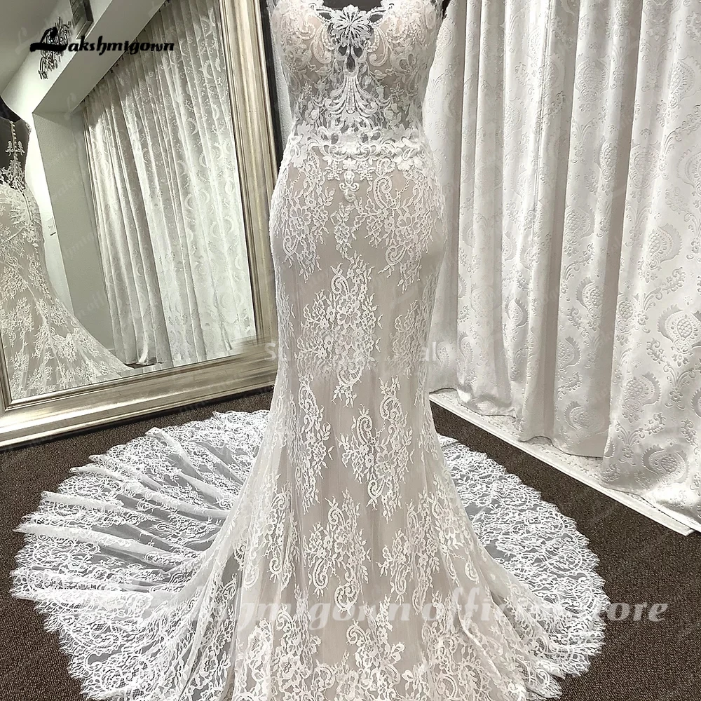 Lakshmigown Pizzo Sirena Abiti Da Sposa Appliques Illusion Back Abiti Da Sposa Corte Treno Abiti Da Sposa Abito Da Sposa