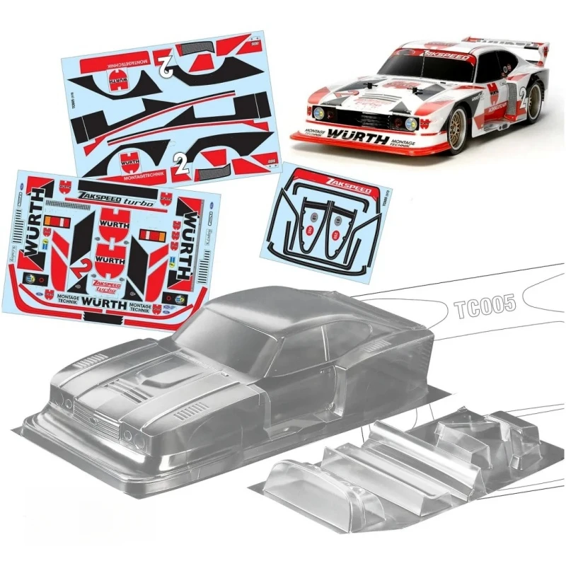 Tc005 1/10 Ford Zakspeed Capri Gr5 On-Road Clear Lexan Body Con Ala Posteriore + Decalcomanie Colorate Rc Drift Car Tamiya Tt01 Tt02