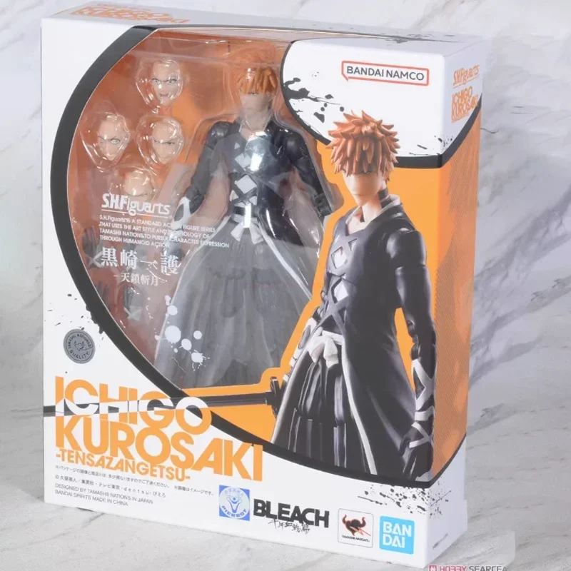 Bandai Original Bleach S.H. Figuards Ichigo Kurosaki Tensa Zangetsu Shf Action Figures Collection Model Toys For Children