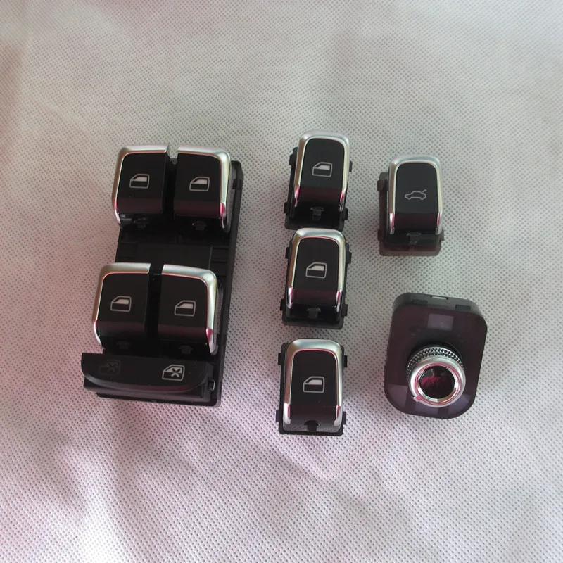 Genuine 6 Pcs Chrome Master Window Door Lifter Switch Trunk Switch Interruttore Specchio Audi A4 S4 Rs4 B8 A5 S5 Q5 2013-2016