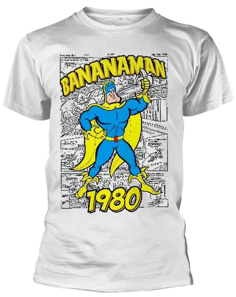 Beano Bananaman '1980 Poster' (Bianco) T-Shirt-Nuovo E Ufficiale!