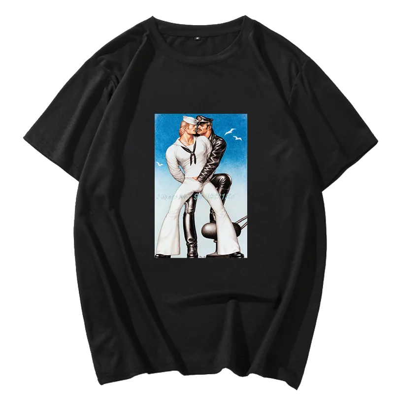 Lgbt Gay Schwul Tom Of Finland Sailor Matrose Cops King Unisex T-Shirt In Bianco E Nero Magliette Grafiche Abbigliamento Estivo Harajuku