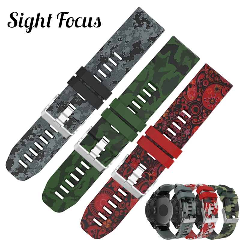 Camouflage Watch Band Per Garmin Forerunner 935/945 Fenix5 Più Del Cinturino Del Silicone Quatix5/Zaffiro/Approccio S60 Braclet Cinghia