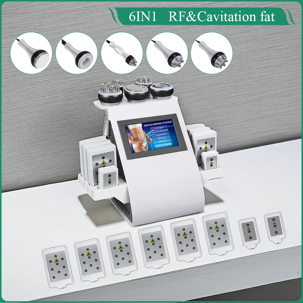 6 In 1 Vacuum Laser Radio 40K Ultrasonic Cavitation Facial Rf Cellulite Massager Body Slimming Machine Lipolaser Firm Skin Spa