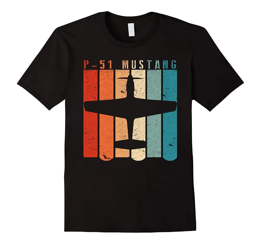 P-51 Mustang Fighter Airals Retro Vintage Style 2019 Summer Style Brand Casual O-Collo Maschile Top E T-Shirt Stampa Su Magliette
