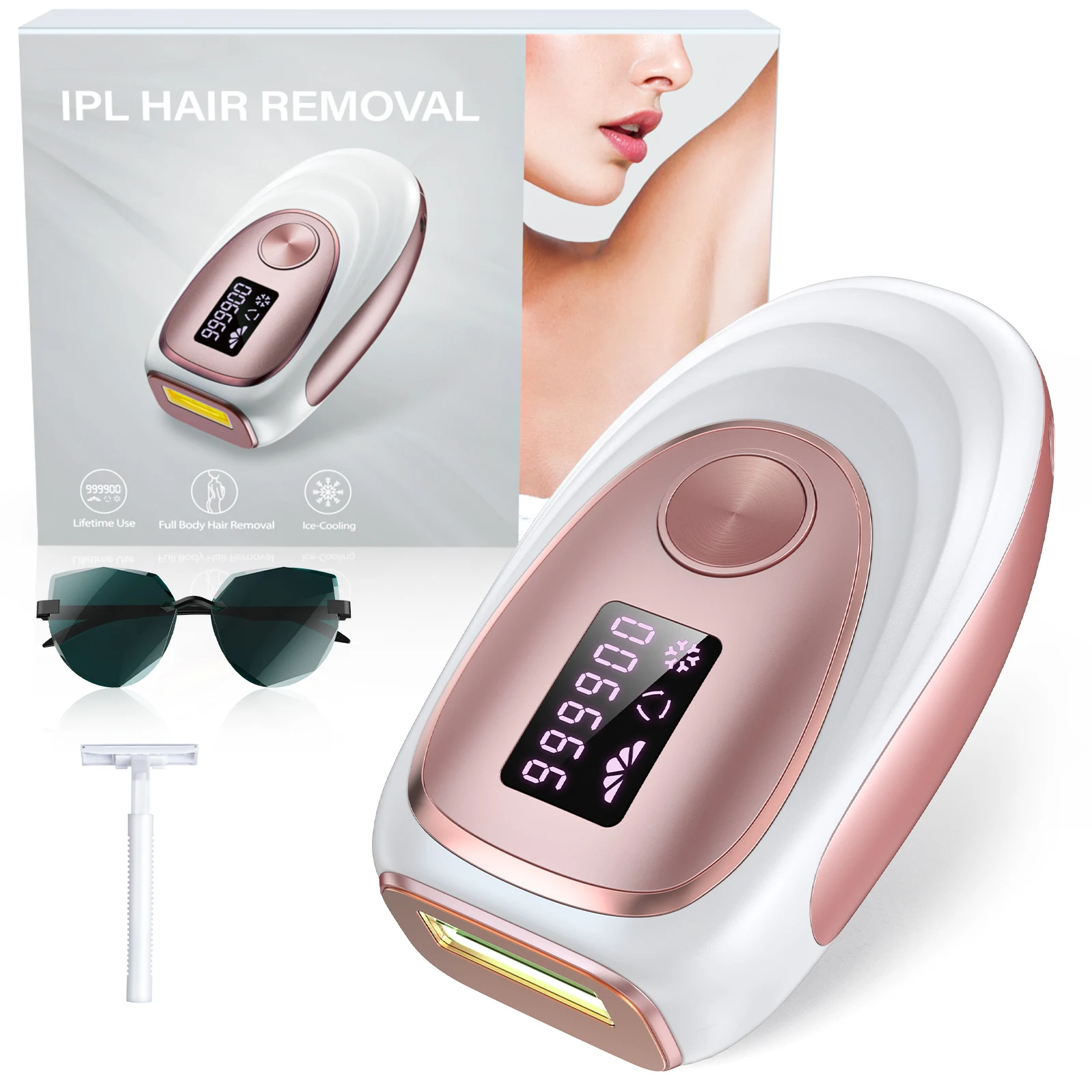 Ice Cooling Ipl Depilazione Donna Uomo Aggiornato 999,900 Flash 5 Livelli Dispositivo Di Depilazione Permanente Per Tutto Il Corpo Epilatore Domestico