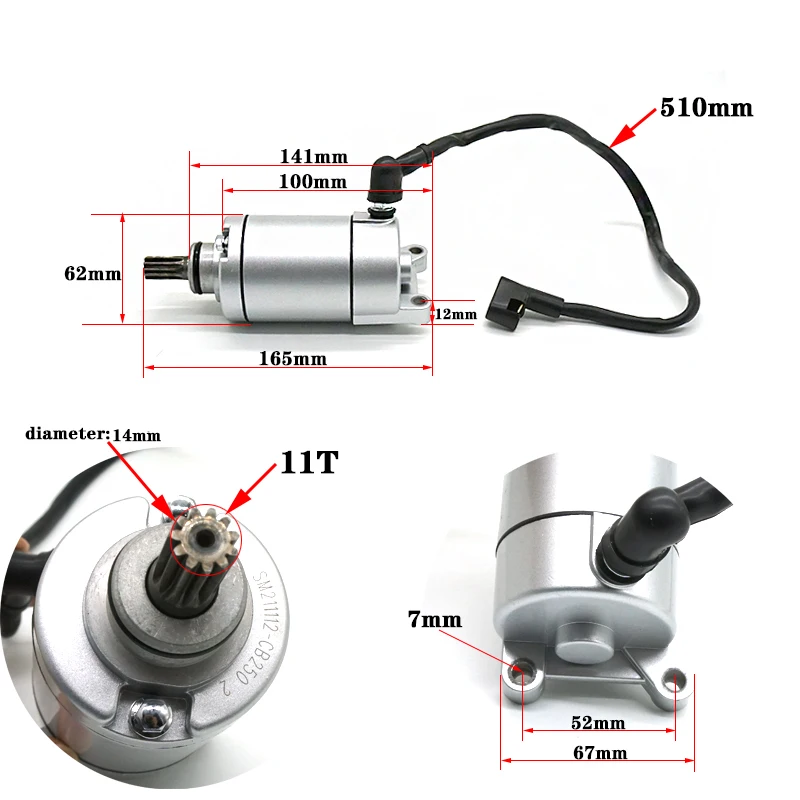 Motorino Di Avviamento Moto 11 Denti Per Zongshen-Motor Racing Zs166Fmm Cb250D-G Bse Kayo T2 T4 Bse