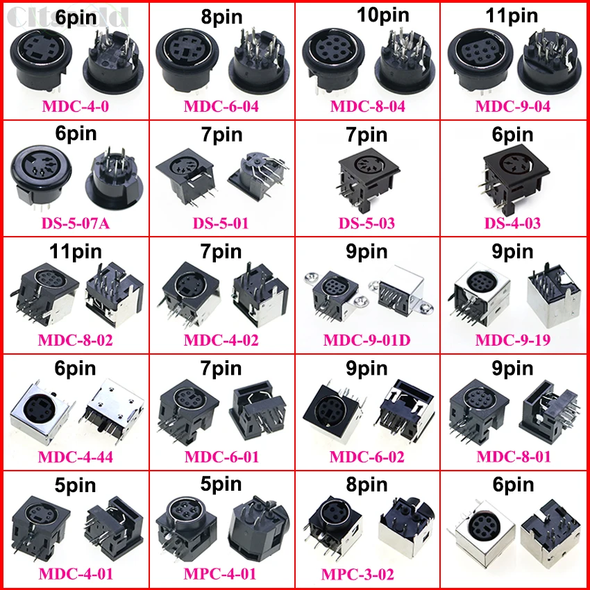 Terminale S Connettore Audio Video Montaggio Su Pcb S-Video 4/5/6/7/8/9/10 Pin Presa Femmina Din Tono Argento Ps2 Micro Jack Din Circolare