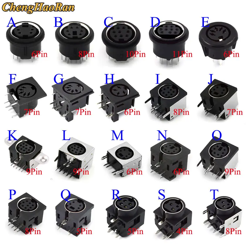 Chenghaoran Connettore Audio Video S-Video Pcb Mount 4/6/8/9 Pin Din Socket Tono Argento Ps2 Circolare Din Micro Jack Terminal Pcb