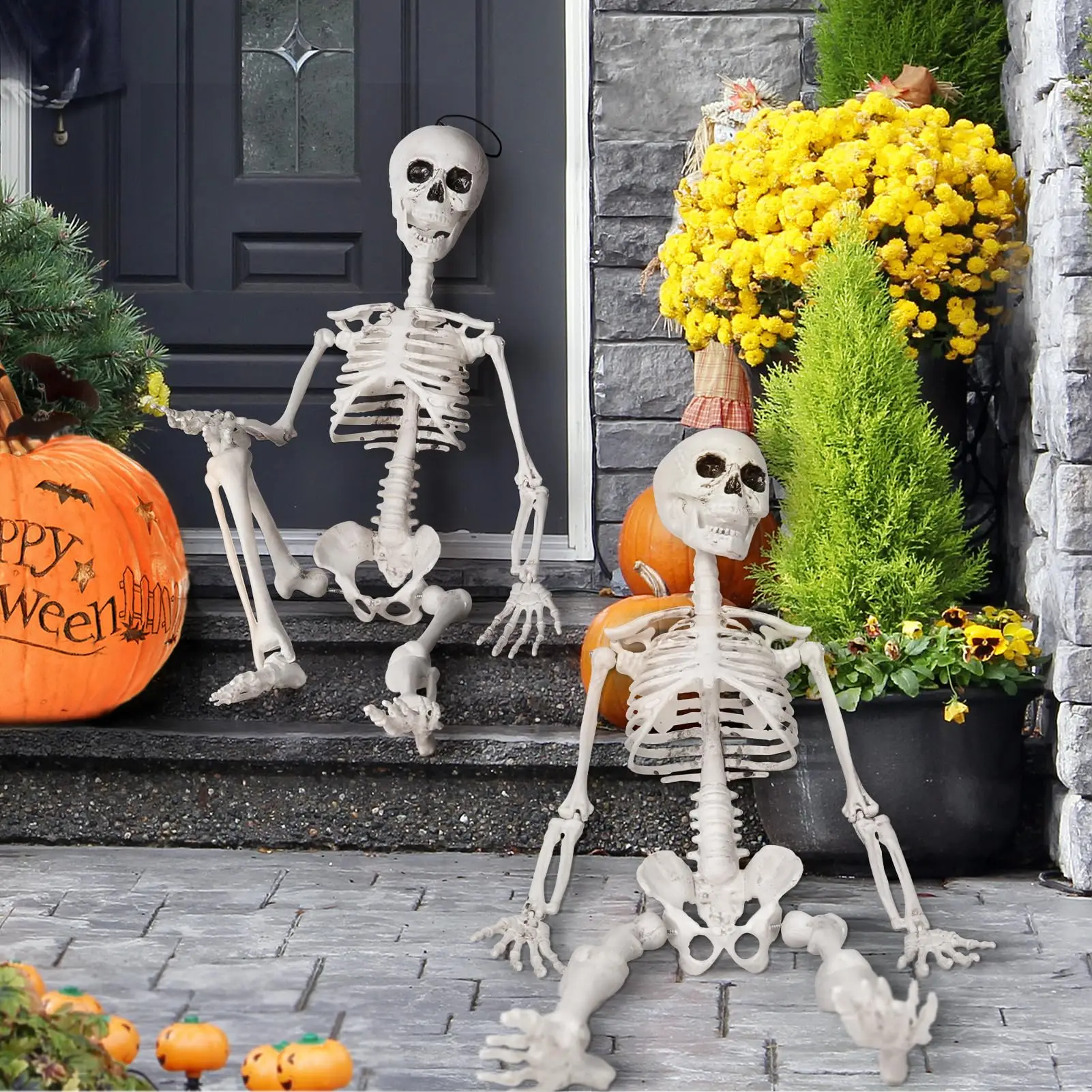 40Cm Halloween Scheletro Umano Falso Teschio Umano Ossa Halloween Party Home Bar Decorazioni Casa Stregata Puntelli Horror Ornamento