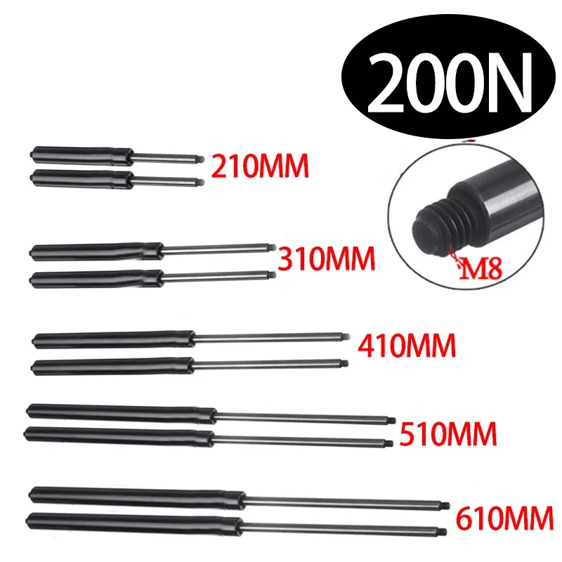 2 Pz 200N 10Mm Auto Gas Strut Bar Cappa A Molla A Gas 210-610Mm M8 Asta Di Supporto Shock Lift Per Rv Bed Window Bus Caravan