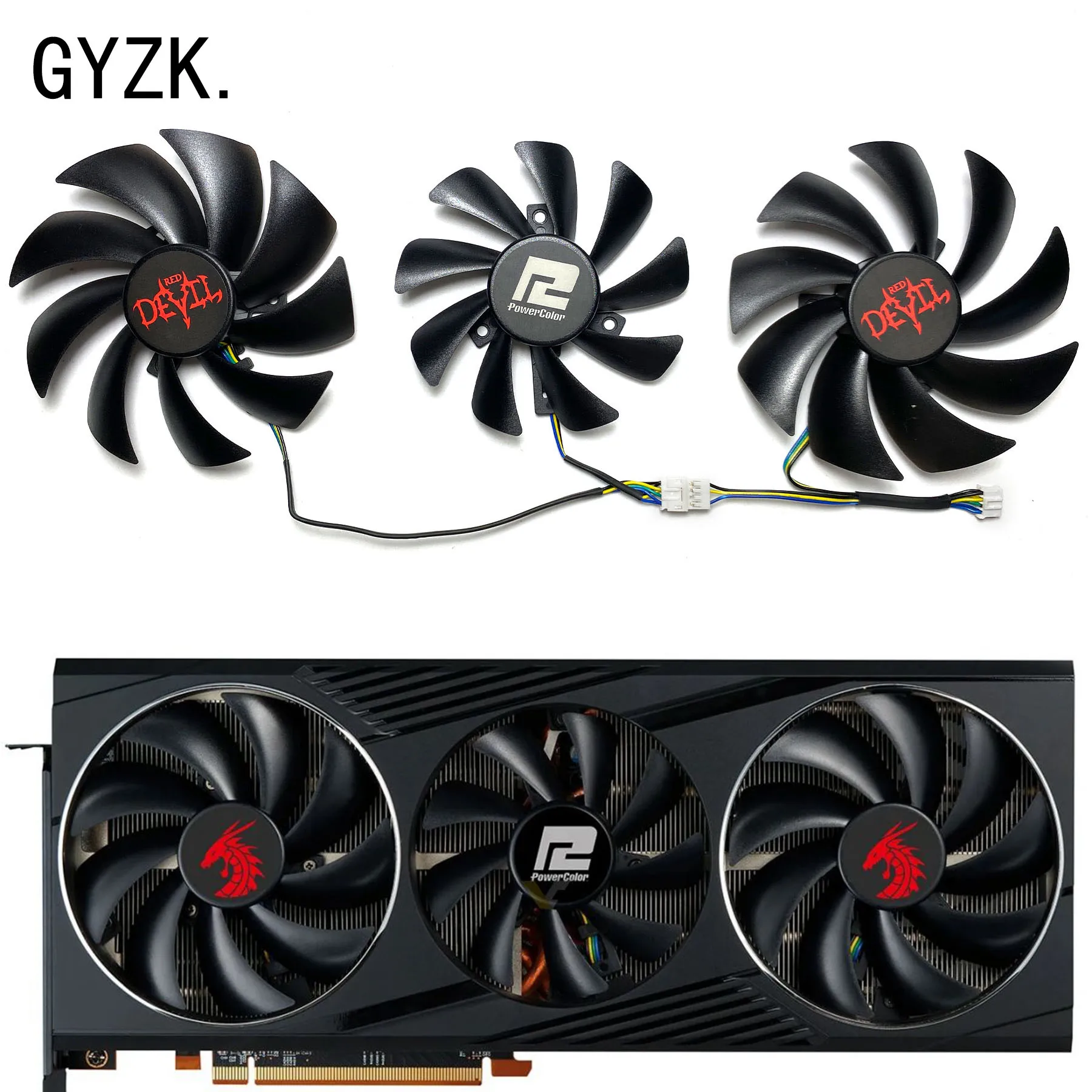 Nuovo Per Ventola Di Ricambio Per Scheda Grafica Powercolor Radeon Rx6800 6800Xt Red Dragon Oc