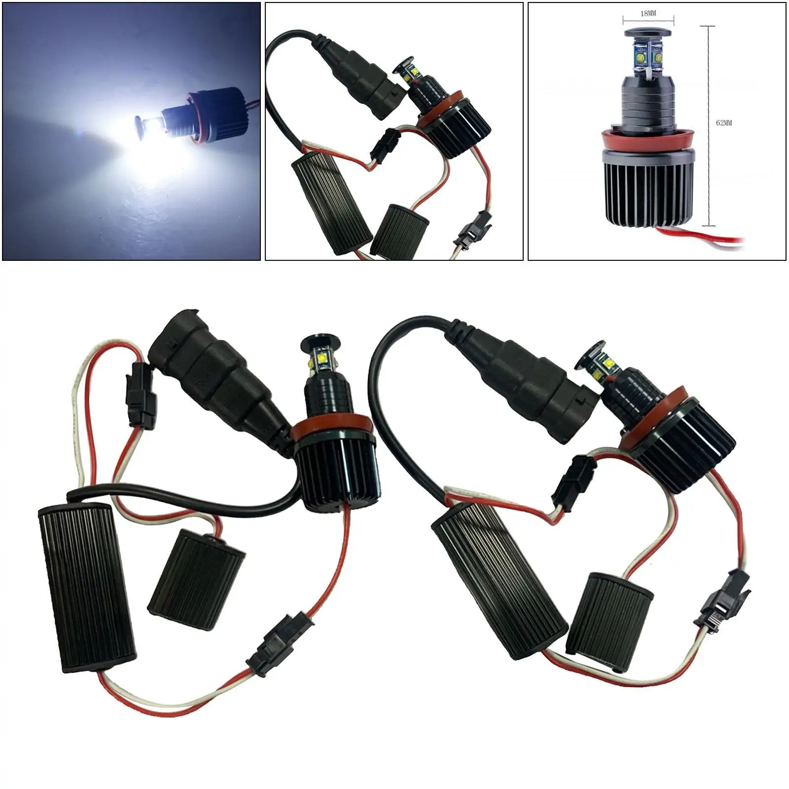 2 Pezzi Lampadine A Led Angel Eyes Senza Errori Per Bmw E81 E88 E90 E92 E63