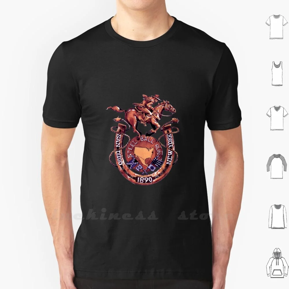 Steel Ball Run Race Logo T Shirt Cotton Jojos Bizarre Adventure Steel Ball Run Race Horse Logo Gyro Zeppeli Johnny Joestar