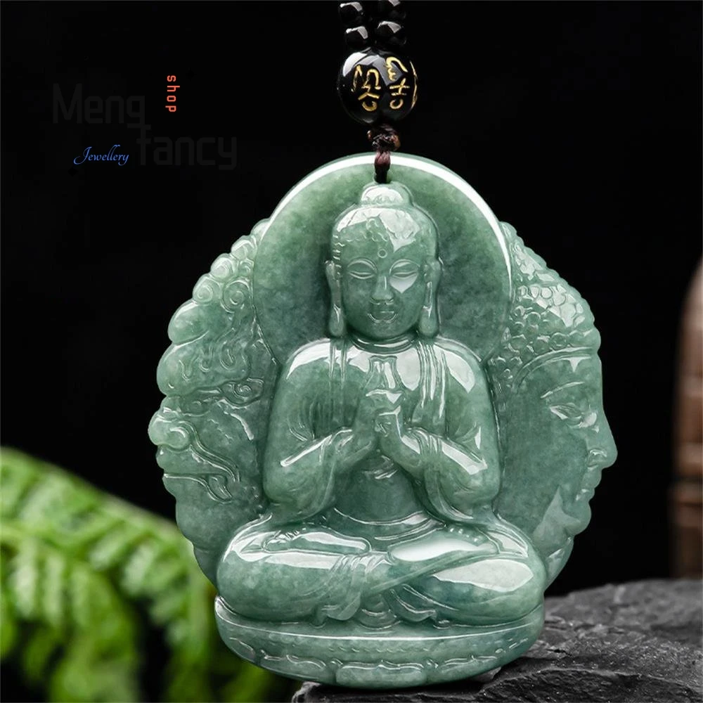 Natural A-Goods Giadeite Dainichi Rulai Jade Pendant Zodiac Sheep Monkey Guardian God Of Destiny Buddha Squisiti Gioielli Di Moda