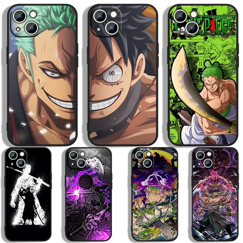 Anime One Piece Roronoa-Zoro Custodia Per Telefono Per Apple Iphone 15 14 13 12 11 Xs Xr Pro Max Cover Nera In Silicone One Piece Phonecase