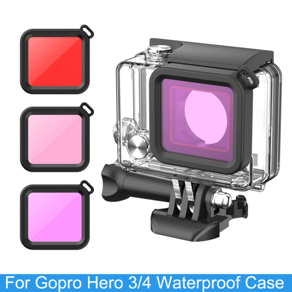 Per Gopro Hero 4 3 + Custodia Impermeabile Custodia Subacquea Custodia Protettiva Per Go Pro 4 3 + Gopro4 Custodia Shell Filter