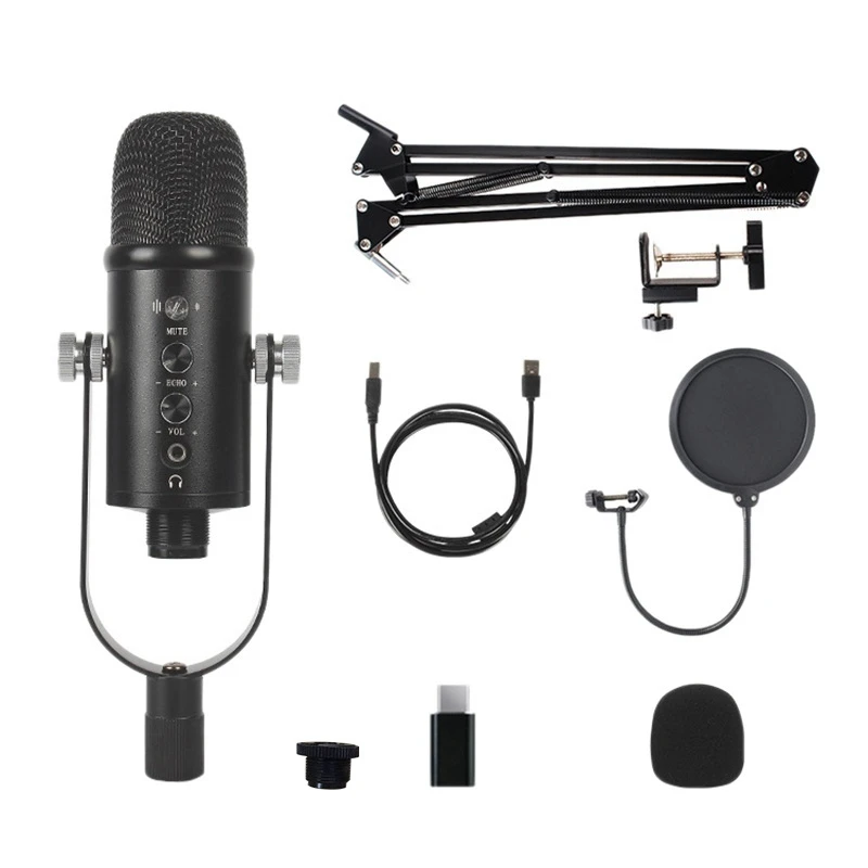 Le Migliori Offerte Microfono Usb, Microfono Di Registrazione A Condensatore Con Muto Ed Eco Per Pc Portatile Mac Phone Studio Recording, Broadcast