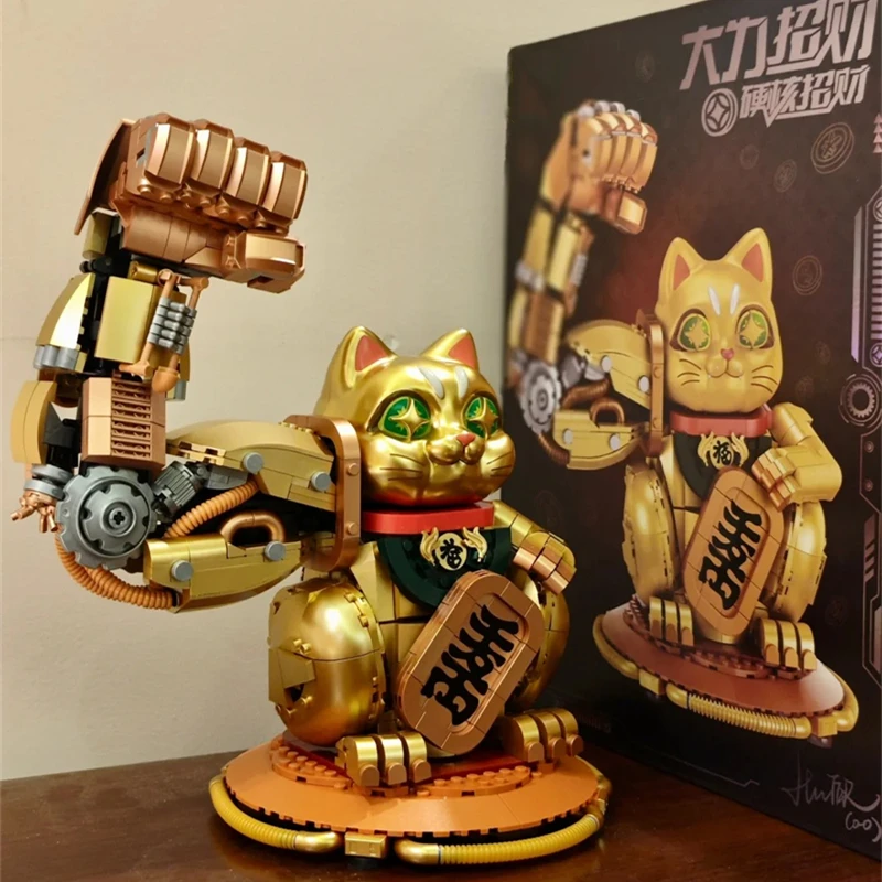 Cinese Lucky Cat Building Blocks Store Capodanno Ornamenti Decorazione Gong Xi Fa Cai Modello Kawaii Giocattoli Per Bambini Apertura Regalo