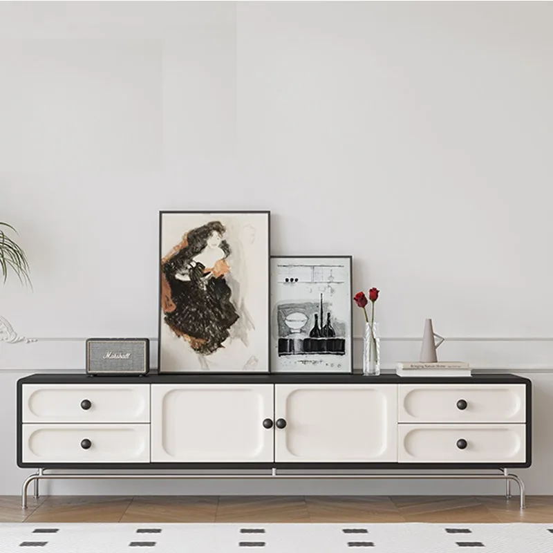Camera Da Letto Mobile Tv Table Console Media Floor Sidecboard Porta Tv In Legno Ruote Centrali Bianche Mobile Porta Tv Salon Furniture