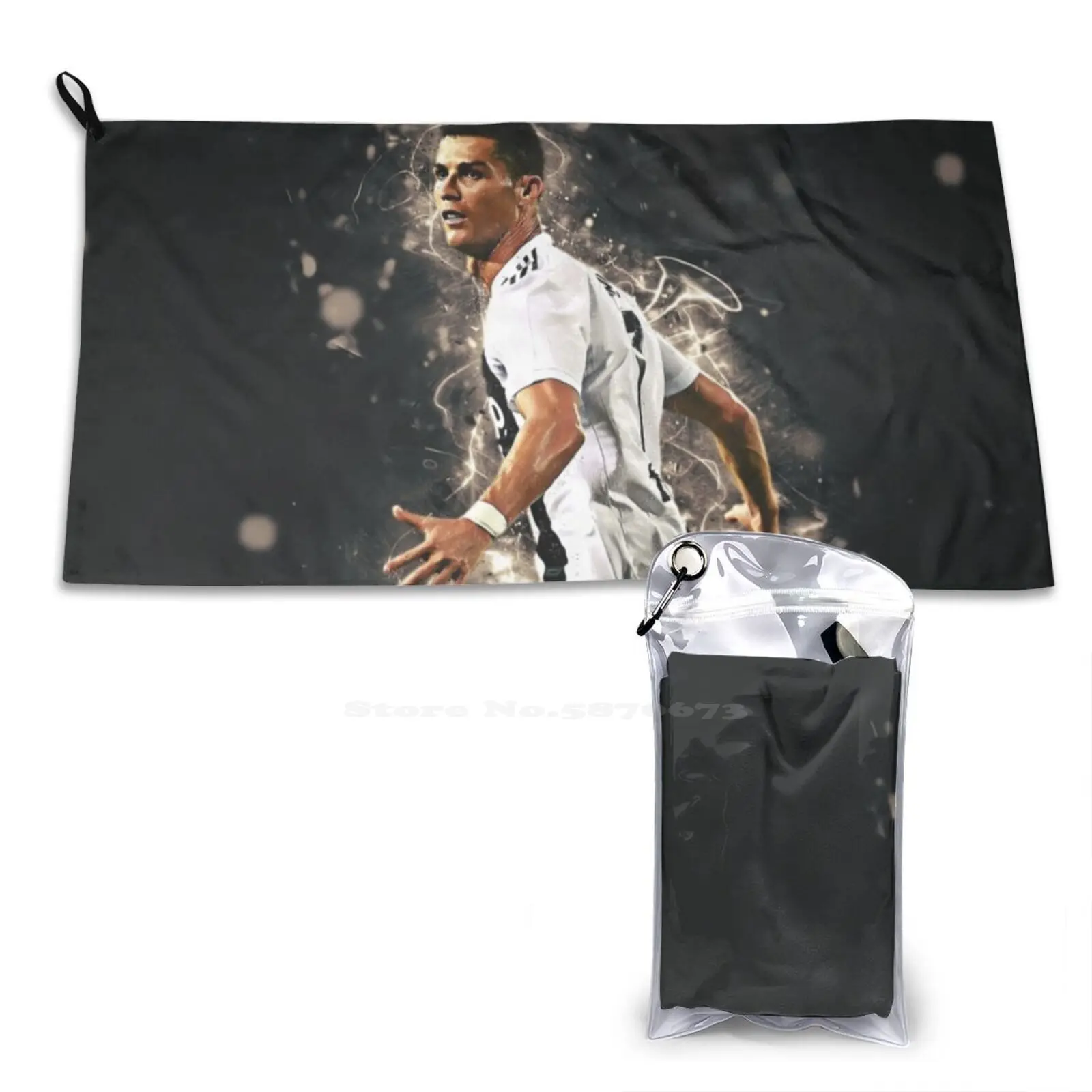 Asciugamani Da Bagno In Fibra Superfine Asciugamano Christian Ronaldo Portogallo Seven Green White Eurocopa Forward Real Madrid Pogba