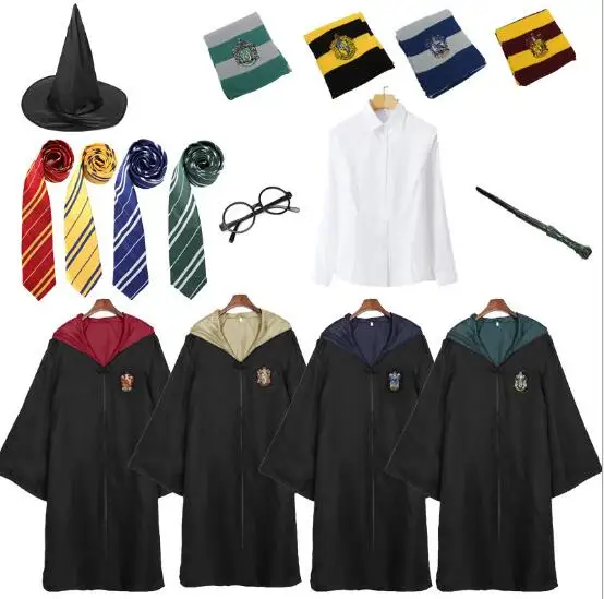 Bambini Adulto Potter Costume Hufflepuff Slytherin Mantello Hermione Uniforme Scolastica Donna Uomo Costume Di Halloween Cosplay