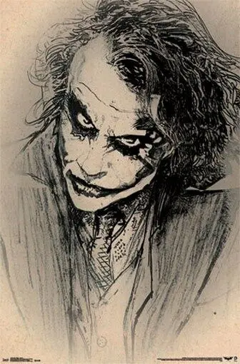 Joker Poster Amazing Sketch Heath Ledger Rare Hot New 24 X36
