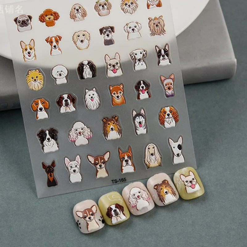 Puppy Dots Series 5D Nail Stickers Colla Posteriore Nail Slider Designs Sliders Women Nails Art Decor