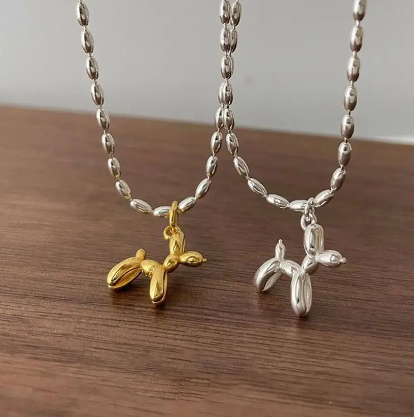 925 Sterling Silver Barboncino Palloncino Cane Animale Fascino Collana Palloncino Cucciolo Cane Ciondolo Collana Per Le Donne Ragazza Adolescente Fida
