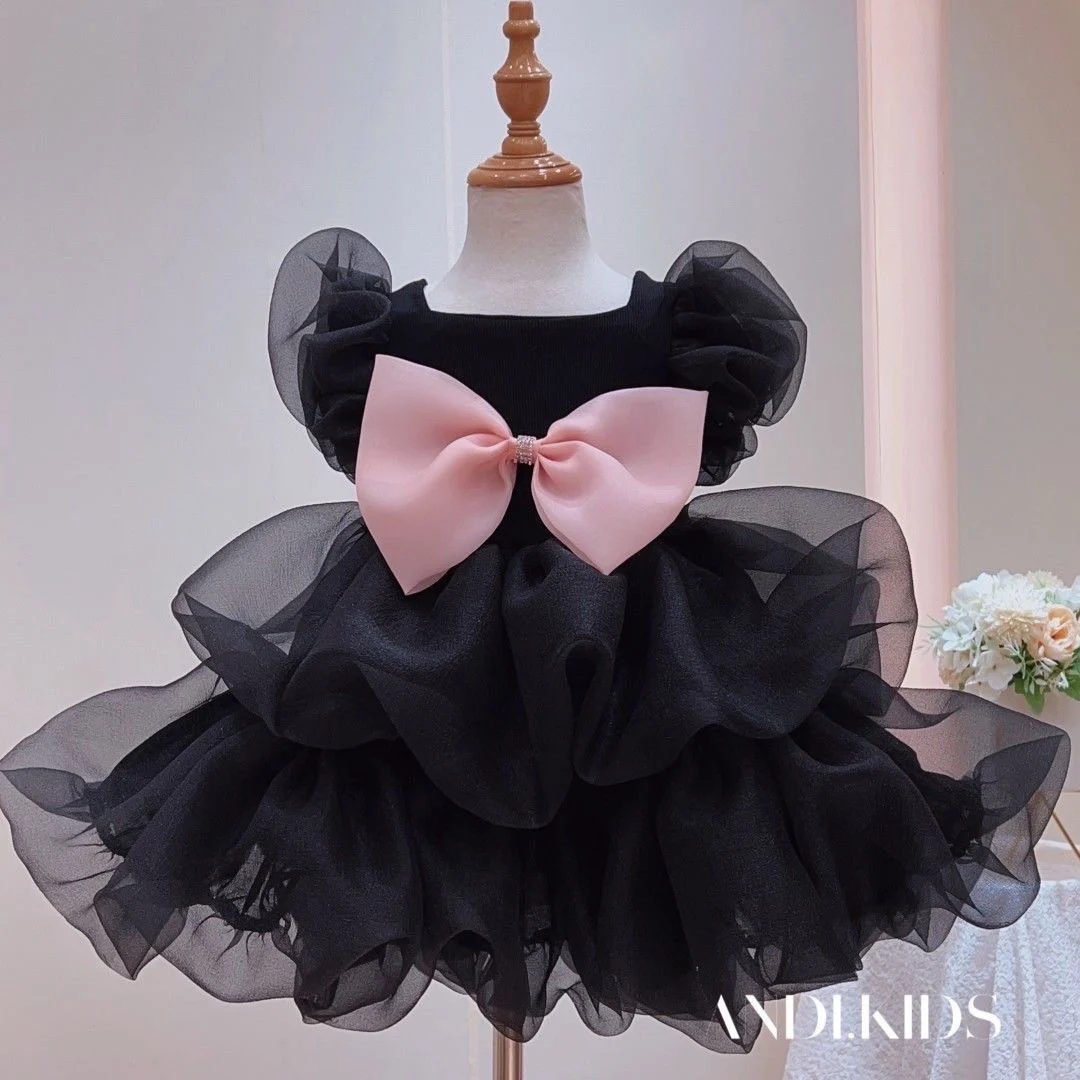 Black Princess Dress Bow Mesh Pet Dog Abbigliamento Cake Dress Chihuahua Cute Puppy Summer Wedding Skirt For Small Dog Fashion Girl