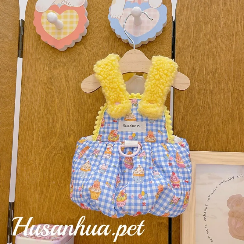 Bear Cute Pet Dog Clothes Winter Warm Cake Pumpkin Dog Coat Cotton Dog Dress Traction Puppy Dog Abbigliamento Teddy Walking Dog Skirt