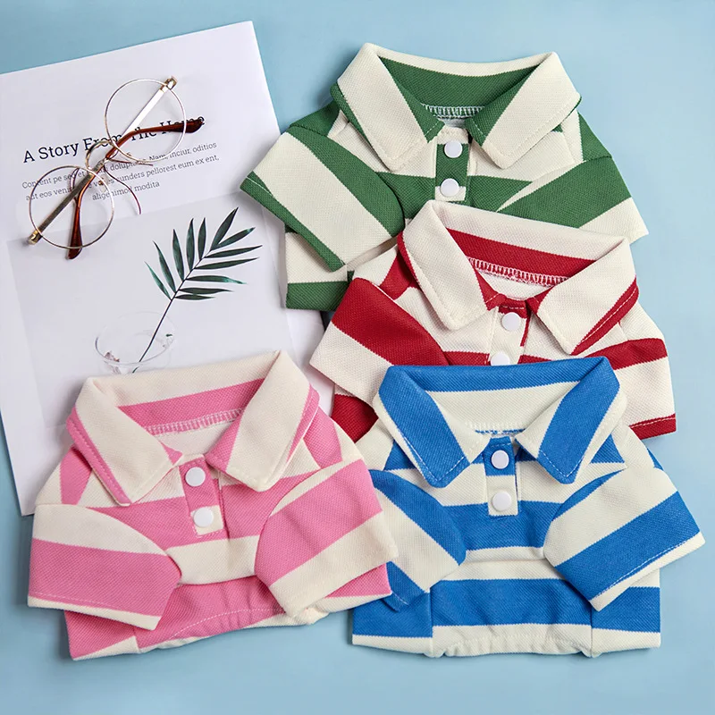 Polo Per Cani Summer Dog Cool Clothes Felpa A Righe Yorkie Chihuahua Puppy Clothes Dog Vest For Small Medium Dogs Costumes
