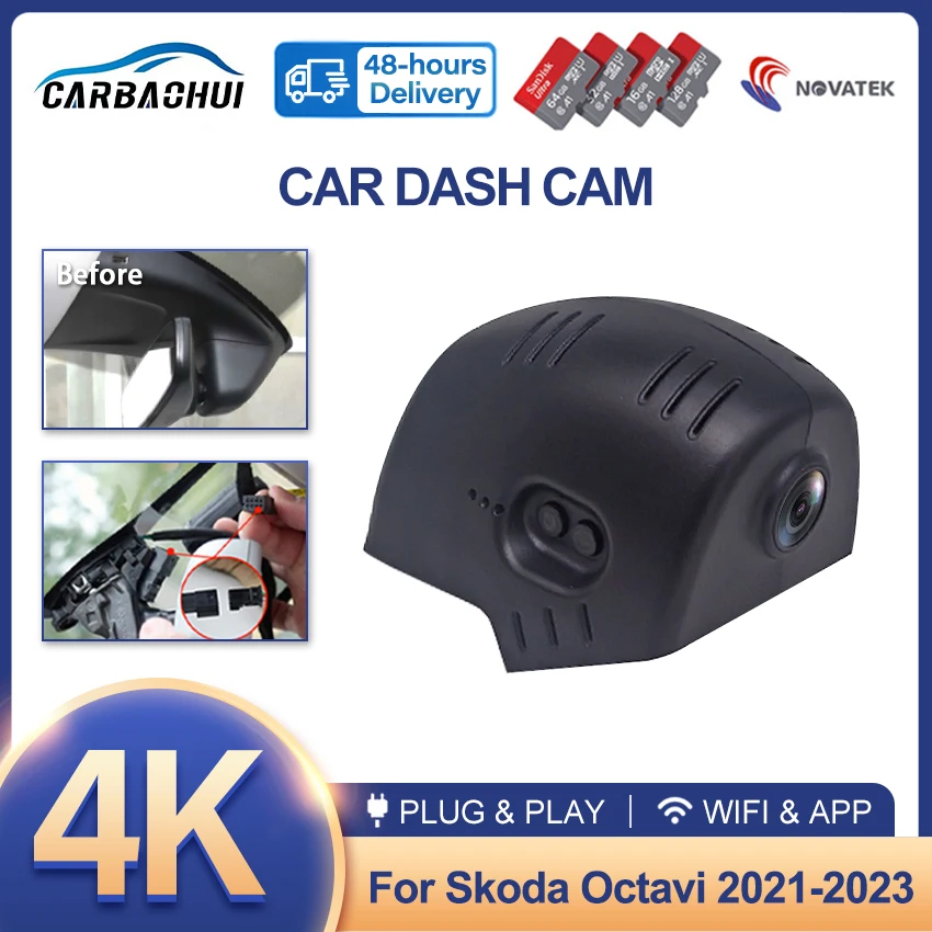 Plug And Play 4K Dashcam Per Skoda 88Mm Octavia Nx5 Mk4 Octavia High Edition A8 A9 A7 Kodiak Kodiaq Superb Mk3 Registratore Dvr Per Auto