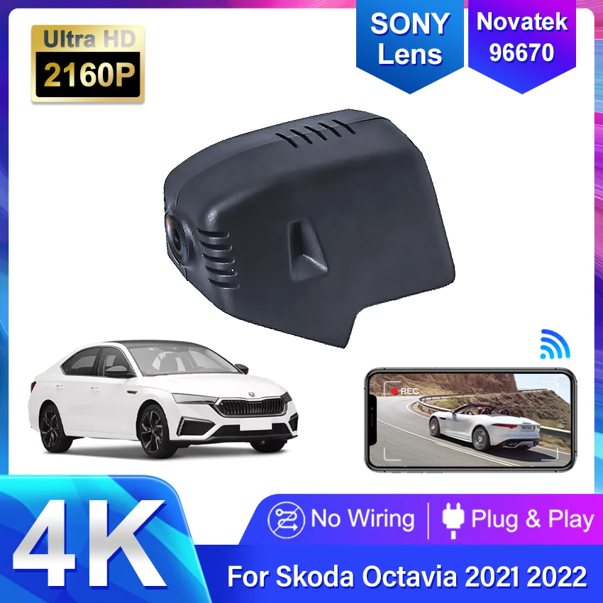 Plug And Play 4K Dashcam Per Skoda 88Mm Octavia Nx5 Mk4 Octavia High Edition A8 A9 A7 Kodiak Kodiaq Superb Mk3 Registratore Dvr Per Auto