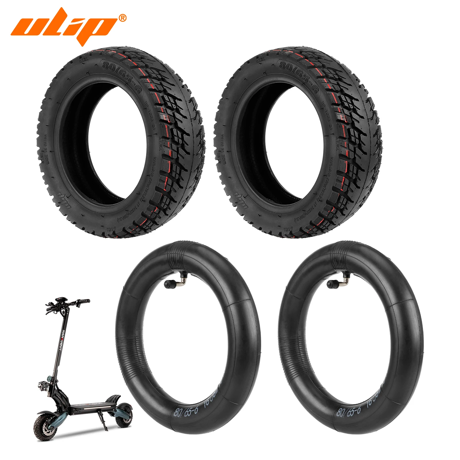 Pneumatico Per Aspirapolvere Fuoristrada Ulip 80/65-6 Con Camera D'Aria Per Nanrobot D6 + 2.0 /Nanrobot D4 + 2.0 Scooter Elettrico 2 Set Pneumatico