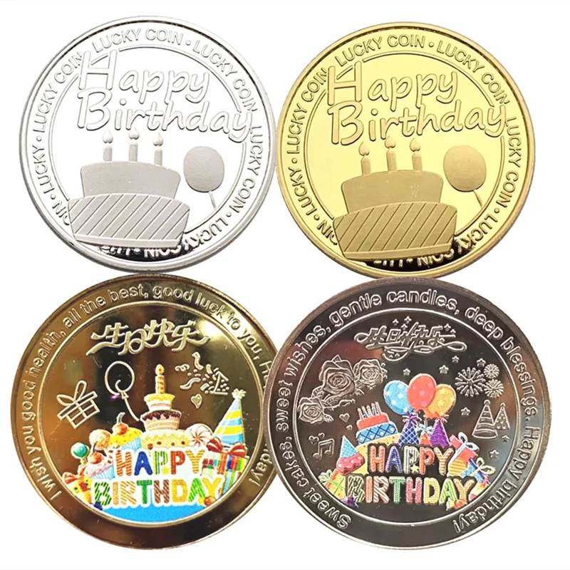 Monete Di Buon Compleanno Medaglia Commemorativa Arte Monete Creative Monete Fortunate Compleanno Medaglione Moneta Collezione D'Arte Monete Monete Re