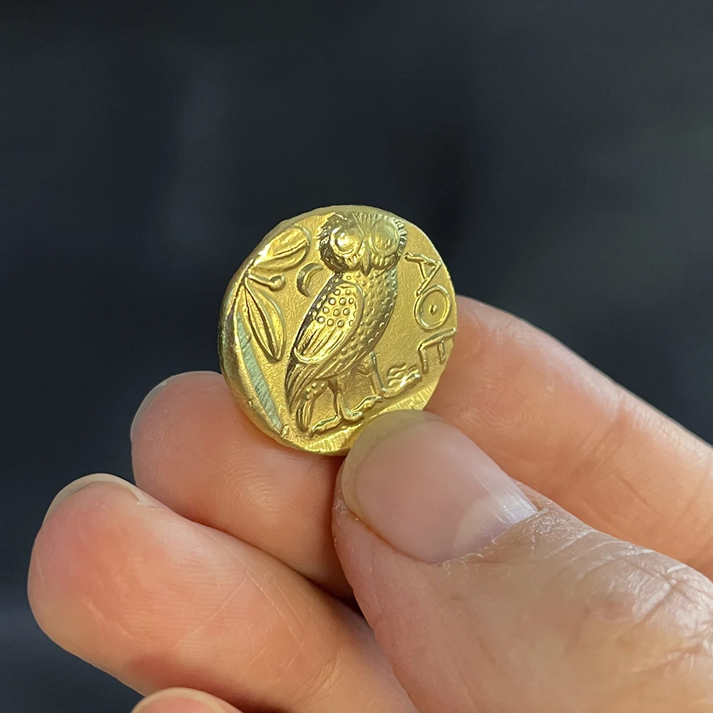 Antica Dea Greca Della Saggezza Athena E Gufo Monete Antiche Ramo D'Ulivo Monete Antiche Anelli Collana Accessori