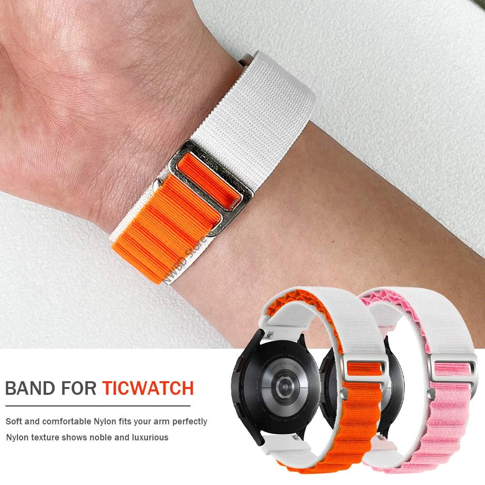 20 22Mm Cinturino Per Ticwatch Pro 3 Ultra Gps/Lte Cinturino In Nylon Per Ticwatch E3 /Gtx/Gth/E2 Bracciale Alpine Loop Watchband Accessorie