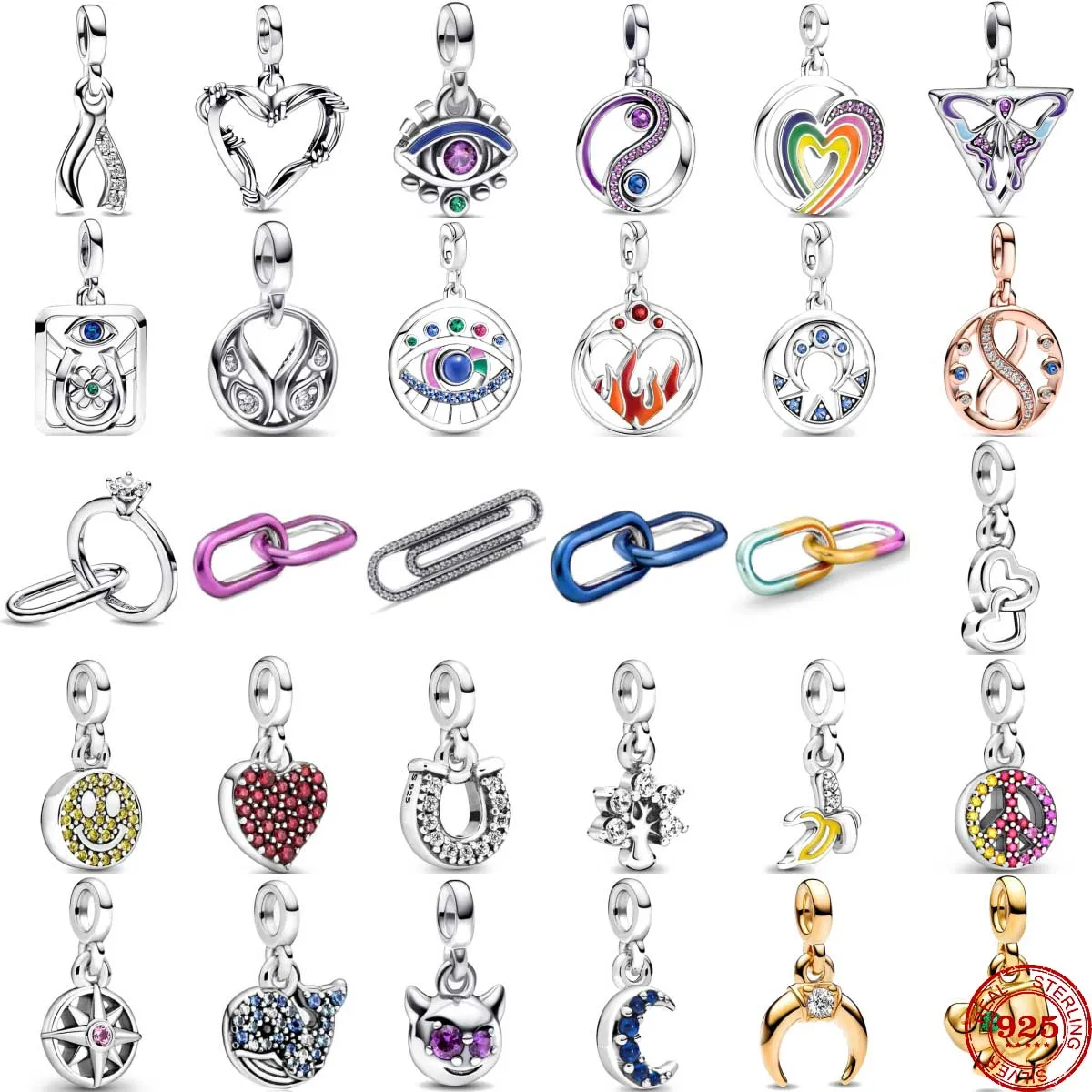 Nuovo 925 Silver Me Bracciale Accessory Series Me Crescent Moon Elephant Wishbone Mini Bead Fit Originale Pandora Me Charm Bracciale