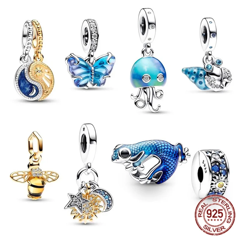 Nuovi Arrivi 925 Sterling Silver Blue Meduse Geco Hermit Crab Charm Bead Fit Originale Pandora Bracciale Gioielli Regalo Donna