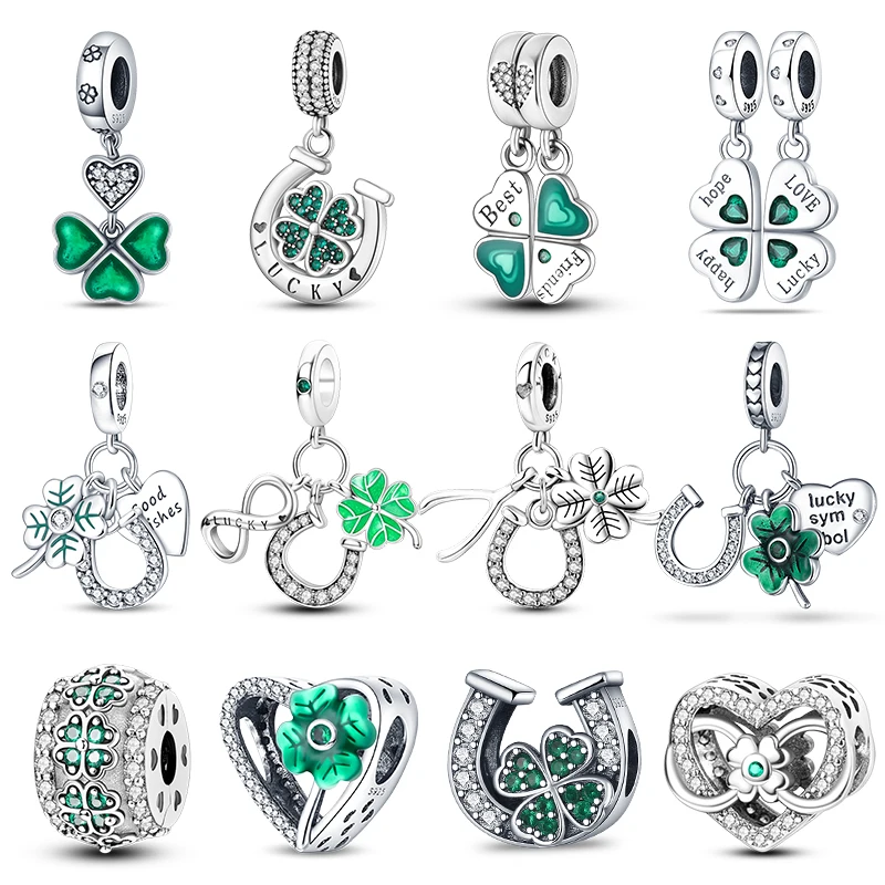 2023 Fashion Spring Lucky Four Leaf Clover Series 925 Sterling Silver Charms Beads Fit Pandora 925 Braccialetto Originale Gioielli Fai Da Te