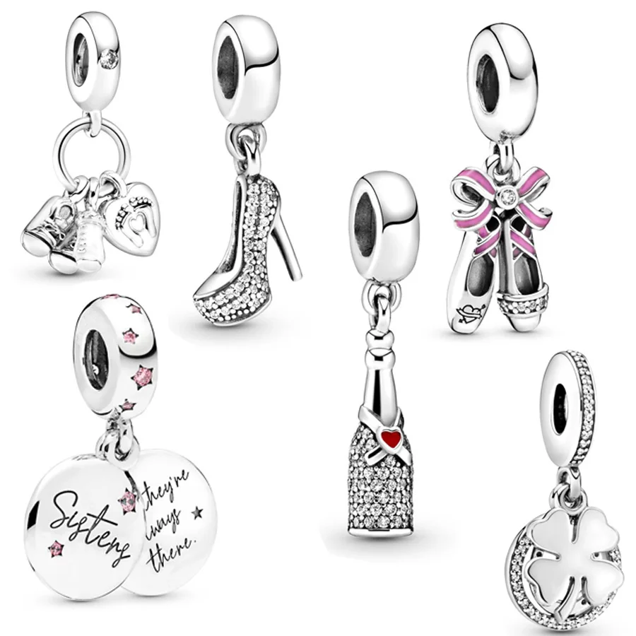 Nuove Scarpe Da Ballerina In Argento 2022 925 Quadrifoglio E Biberon Charm Bead Fit Bracciale Pandora Originale Donna Gioielli Fai Da Te