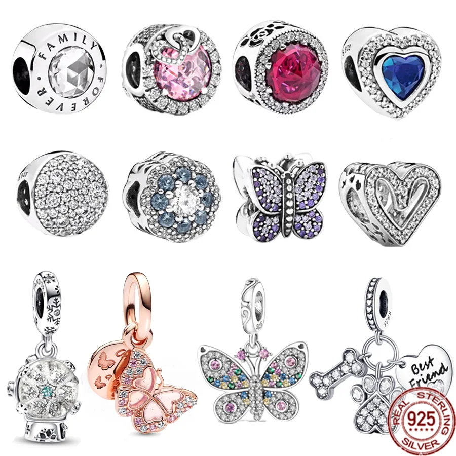 Farfalla Fiocco Di Neve Globo Di Neve Ciondola Charm 925 Sterling Silver Charm Beads Fit Originale Bracciale Pandora Regalo Di Gioielli Da Donna Fai D