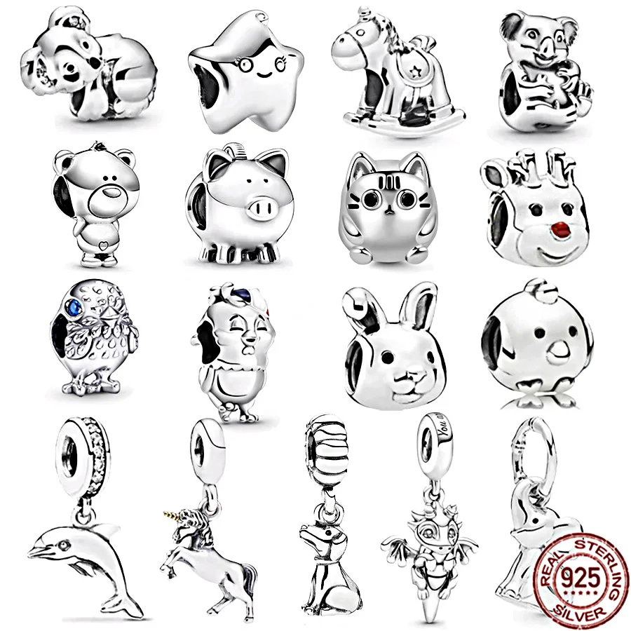 Vendita Calda Animal Series 925 Sterling Silver Cat Dog Owl Koala Horse Ciondola Charm Bead Fit Original Pandora Bracciale Gioielli Da Donna