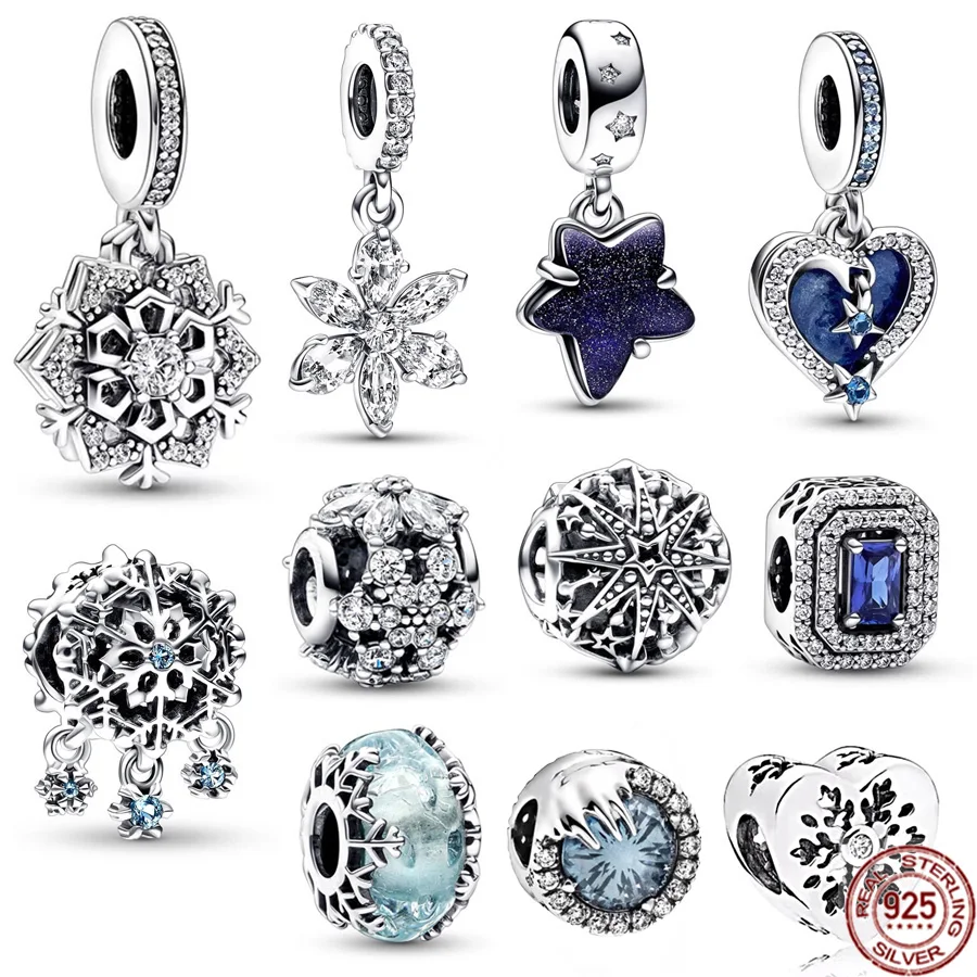 New Winter Sparkling Snowflake Drop & Herbarium Cluster Ciondola Charm Beads Fit Original Pandora Bracciale Bangle Regalo Di Gioielli Fai Da Te