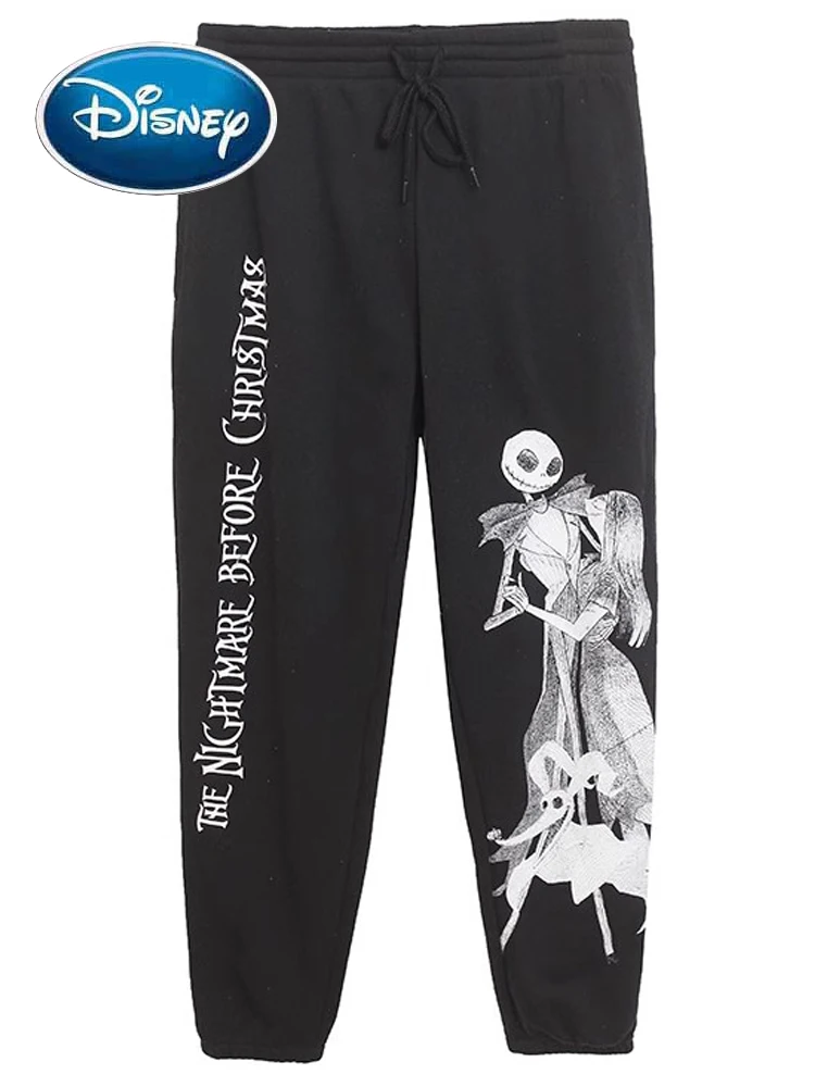 Disney The Nightmare Before Christmas Cartoon Fleece Sweatpants Jack Sally Pants Casual Women Jogging Fitness Sports Pants